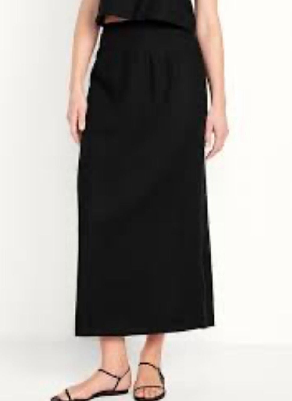 Old navy black linen midi skirt size xs